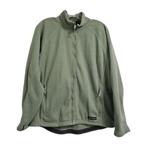 REI Fleece Jacket Women XL Green Full Zip Ribbed Mock Neck Outdoor Gorpcore Muir